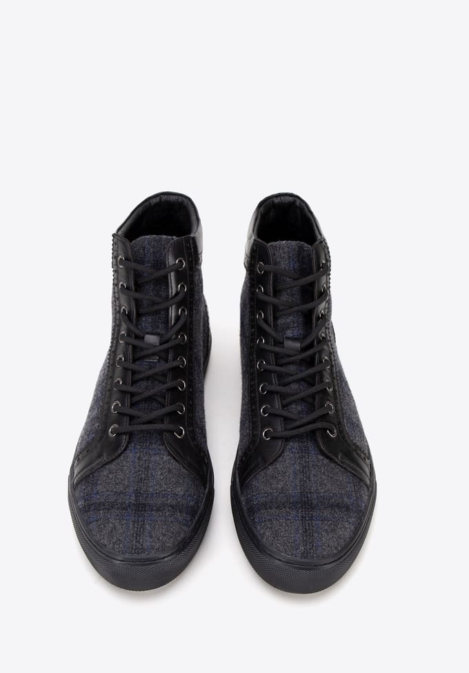 Wittchen Heren Leren High Top Sneakers Zwart Natuurlijk Leer