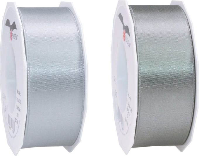 Glorex hobby - Satijn cadeau inpak deco sierlint - 2 tinten grijs - 25 meter x 4 cm