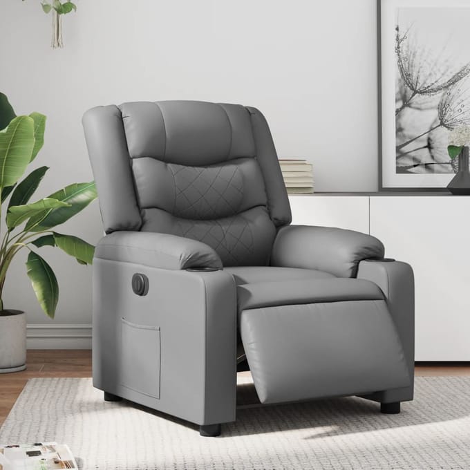 vidaXL - Fauteuil - verstelbaar - elektrisch - kunstleer - grijs