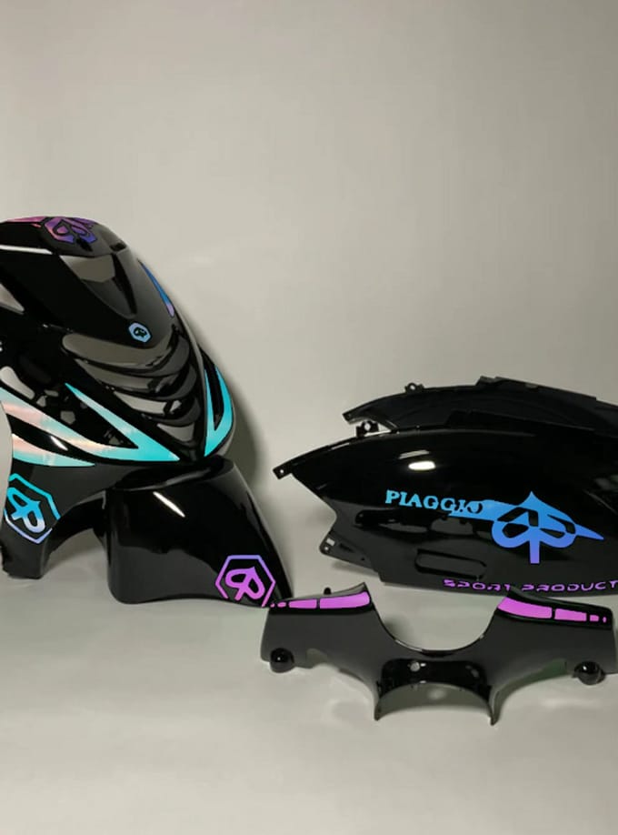 Piaggio Zip Stickerset - Crossed - Blauw/paars cameleon