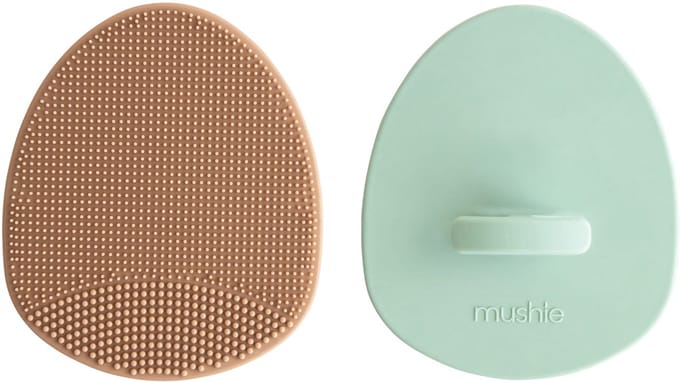 Mushie Cradle Cap Brush 2-Pack - Natural/Cambridge Blue