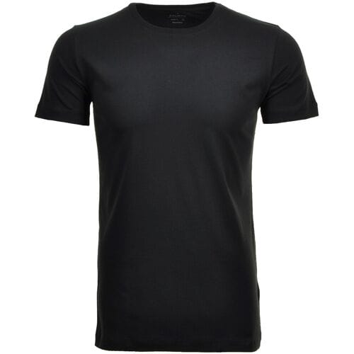 Ragman T-Shirt Uni Round Neck Bodyfit Single Jersey 2Pack Zwart / male