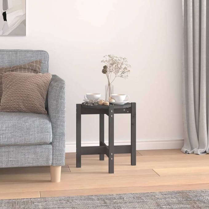 vidaXL - Salontafel - Ø - 42,5x45 - cm - massief - grenenhout - grijs