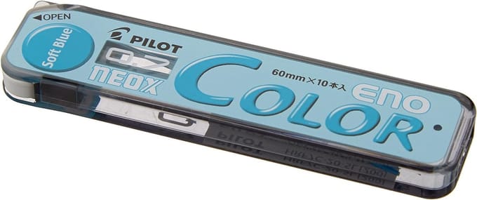 Pilot Color Eno – Lichtblauwe Potloodvullingen 0.7mm – Etui met 10 Vullingen