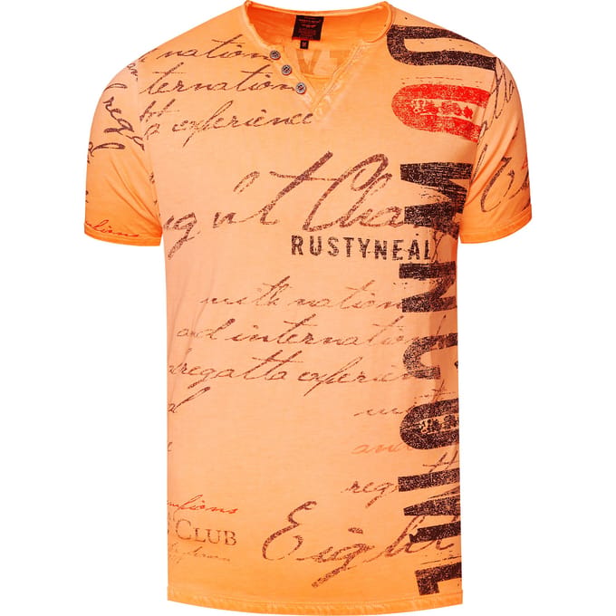 T-shirt met V-hals en logo-print aan de zijkant