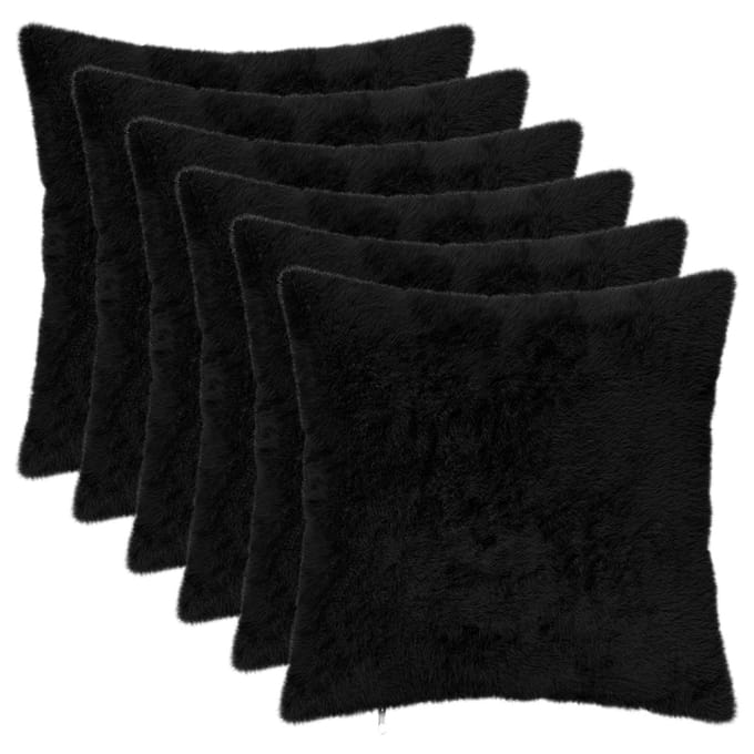 vidaXL - Kussensloop - 6 - st - HEERLEN - Zwart - 30 - x - 30 - cm - Nep - Konijnenbont