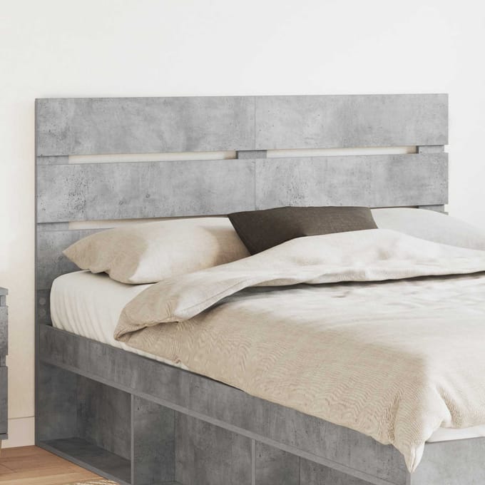 vidaXL - Hoofdbord - Beton - Grijs - Bewerkt - hout