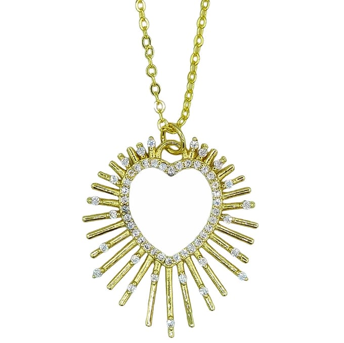 Ketting met hart zonnestraal & strass - Goudkleurig