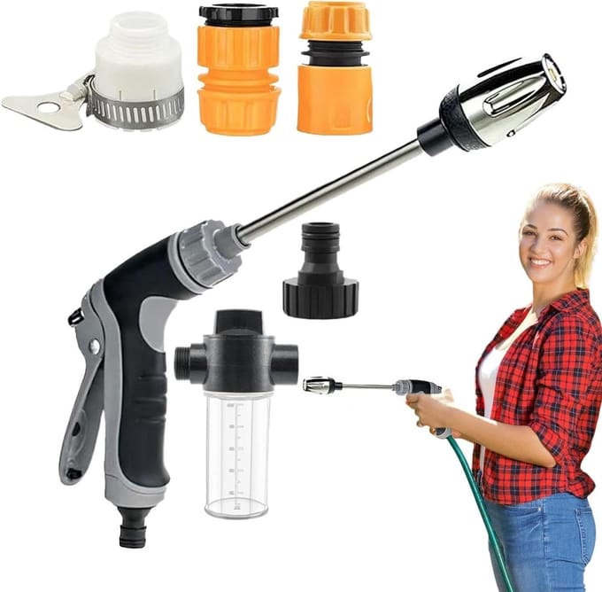 Hogedrukreiniger - Krachtige Sproeier - Buiten Reinigen - Verstelbare Sproeihook - 36 cm - Grijs