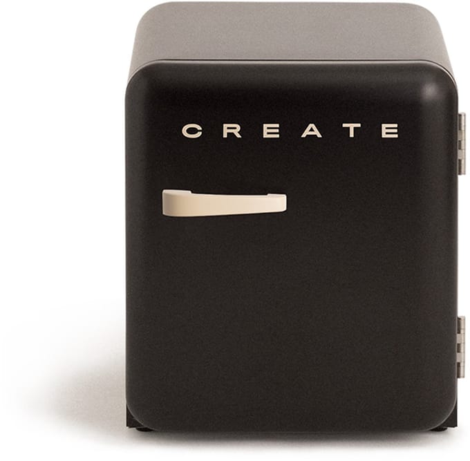 CREATE - Koelkast in retrostijl - Zwart - Handvat Zand - FRIDGE RETRO 48L