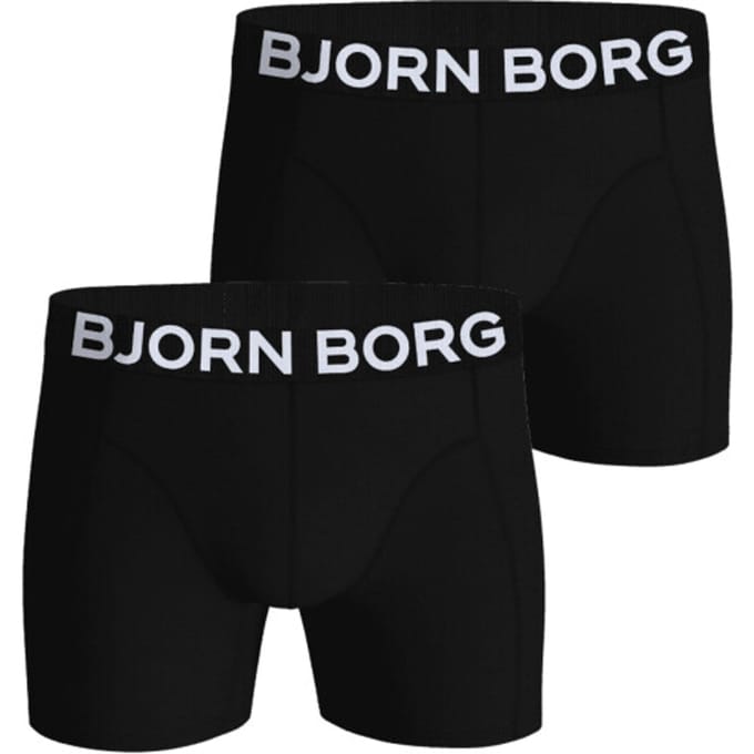 Björn Borg Cotton Stretch boxers - heren boxers normale lengte (2-pack) - zwart - zwart