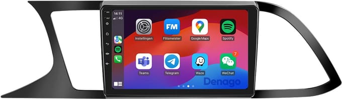 CarPlay autoradio geschikt voor Seat Leon | 2013 t/m 2020 | Android 16 | Draadloos Apple CarPlay & Android Auto | 2GB + 32GB | QuadCore processor | Denago DNG-A395 | 2026 model | 2013 2014 2015 2016 2017 2018 2019 2020 | Bluetooth & Wifi