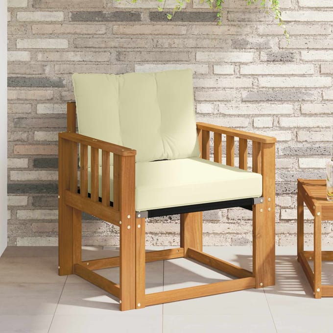 vidaXL - Buitensofa - Massief - Acacia - Hout - Natuurlijk - en - Crème