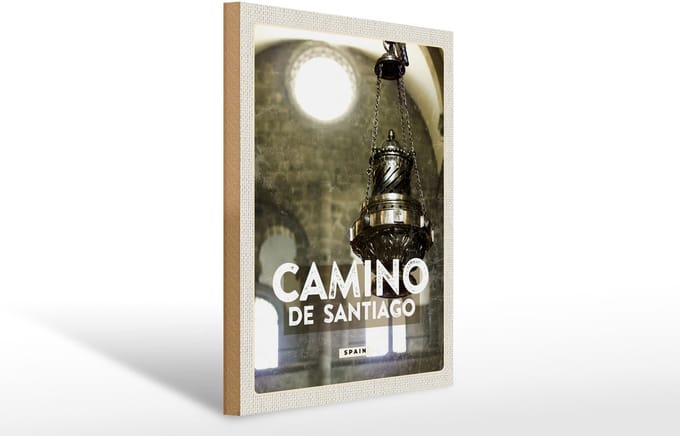 Holzschild Reise 30x40cm Camino de Santiago spain Spanien