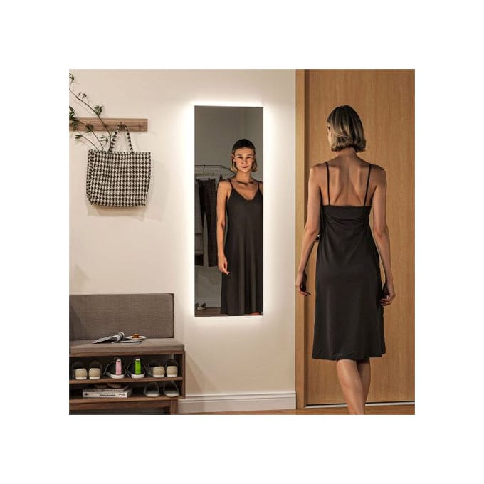 HOMCOM Miroir long sur pied 40 x 120 cm, avec éclairage LED, miroir mural avec commande tactile