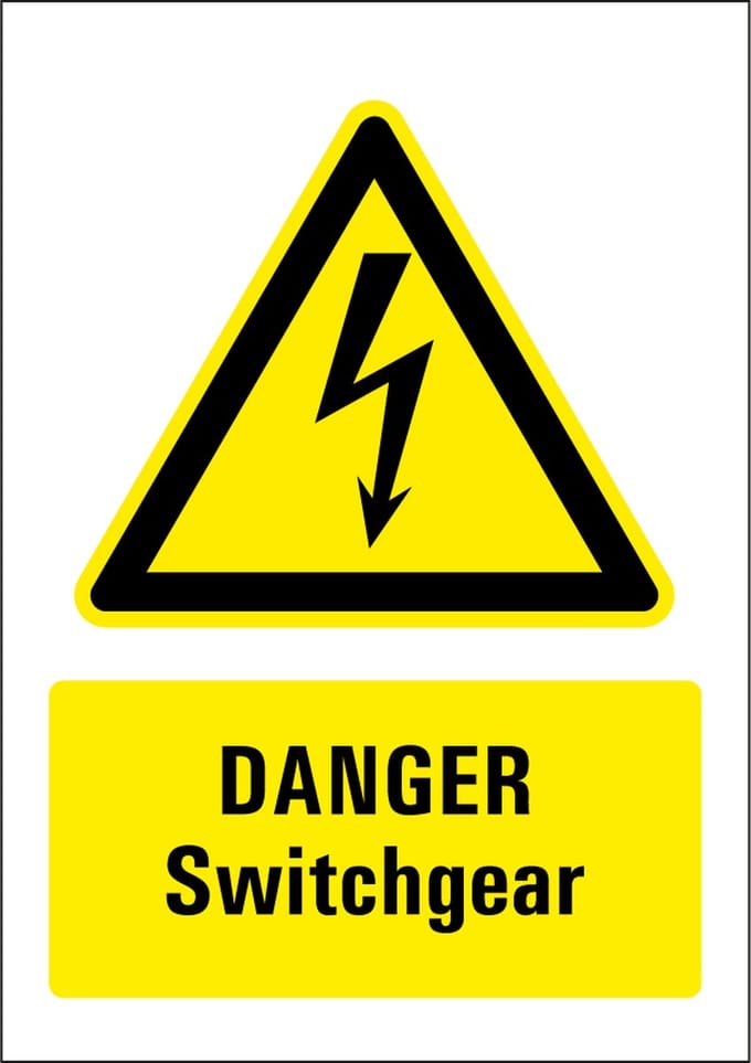 Danger switchgear sticker 210 x 297 mm