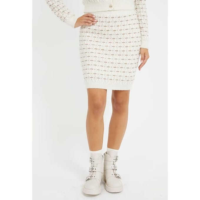 GUESS  Eco Cross Stitch Miya Sw Dove White Multi Größe: M | Miniröcke Outlet | Damen | Weiß
