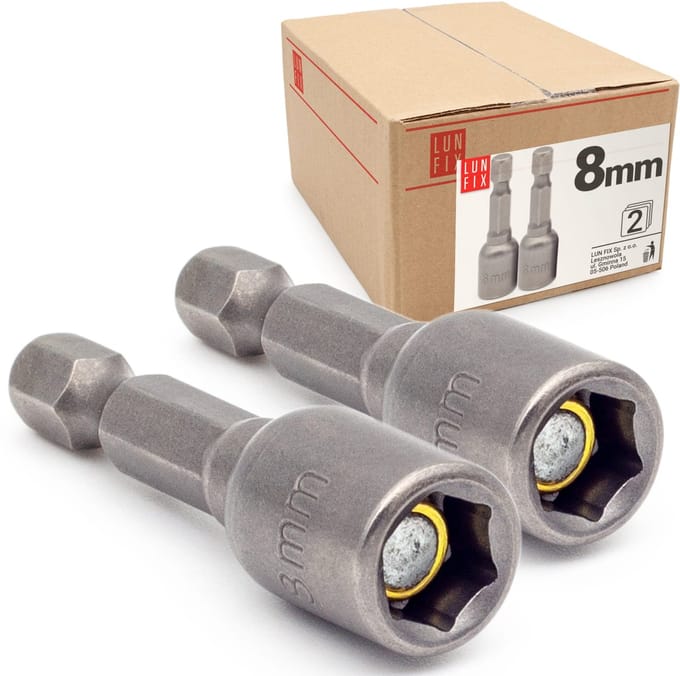 LUN FIX - Steekschlüsseleinsatz - 2 Stuks - zeskantschaft - magnetisch - 6-kant bit 8 mm