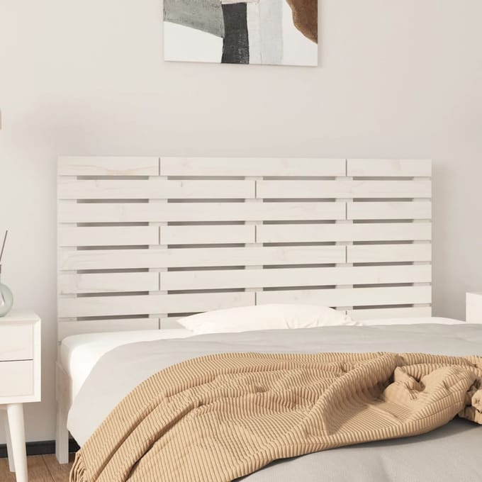 vidaXL - Hoofdbord - wandmontage - 146x3x63 - cm - massief - grenenhout - wit