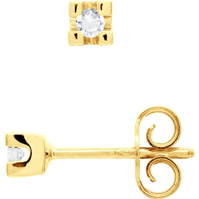 Oorbellen Diamond Solitaire 0060 Cts Geel Goud 18 Karaat