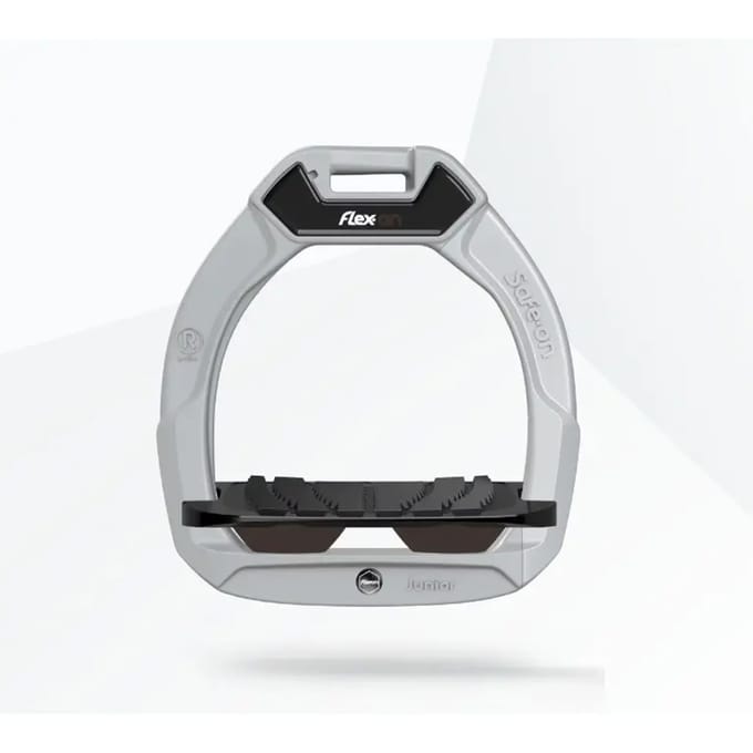 Veiligheidsstijgbeugels Ruitersport Hellend Grip Aluminium/Zwart/Bruin Kinderen Flex-On Safe-On