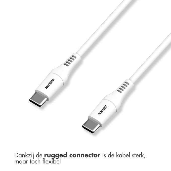 Accezz Kabel - USB C naar USB C Kabel - 1 meter - Snellader 60W - USB C Oplader Kabel - Wit