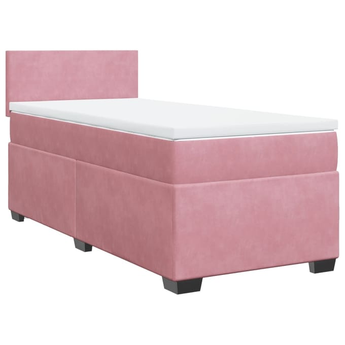 vidaXL - Boxspring - met - matras - fluweel - roze - 90x190 - cm