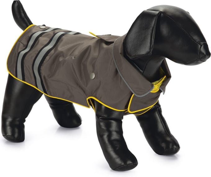 Beeztees Seja – Honden Regenjas – Grijs/Geel – 62 cm