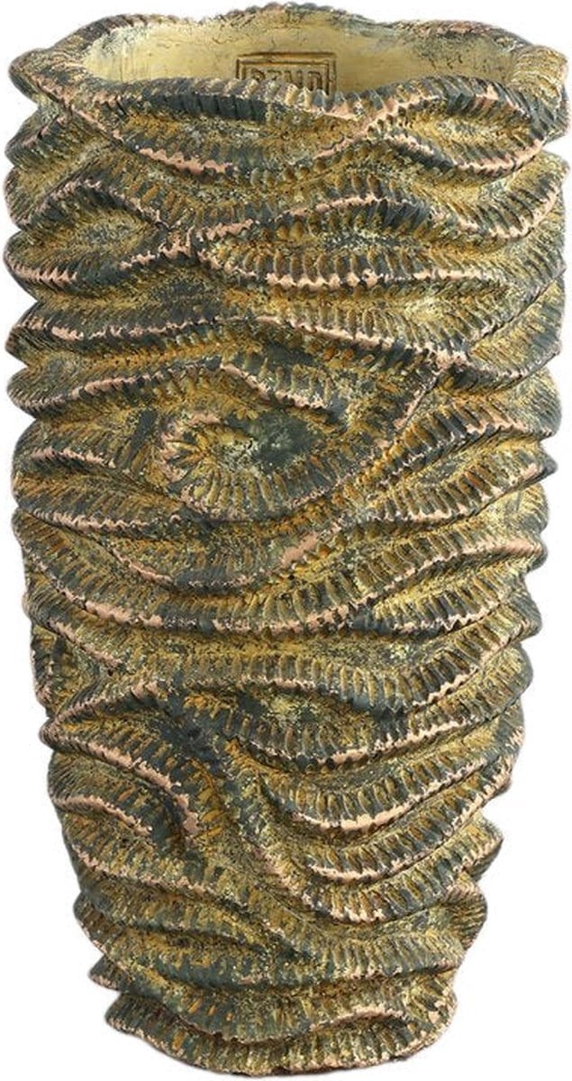 PTMD Waves Bloempot - 17 x 17 x 32 cm - Cement - Bruin