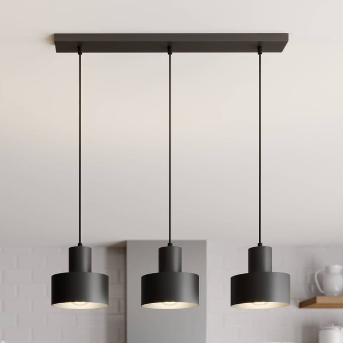 SIGMA Hanglamp Rif, lineair 3-lamps, zwart