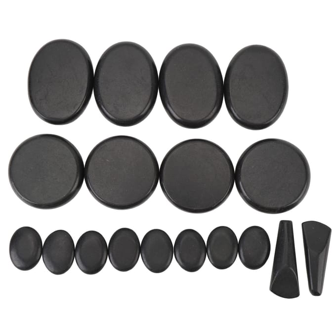 Elektrische Hete Stenen Set met Aluminium Verwarmer Temperatuurregeling 6 Timerinstellingen Professioneel 3 Maten Stenen voor black