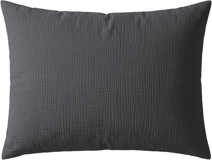 Zelesta Deluxe Katoen Mousseline Kussensloop Set Van 2 - Antraciet 60x70cm