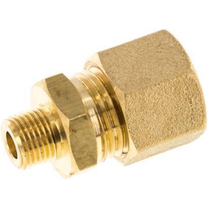 R 1/8'' Buitendraad x 10mm Messing Rechte Knelfitting 95 Bar DIN EN 1254-2