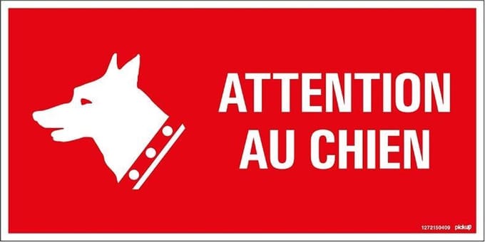 Pickup bord panneau 30x15 cm - Attention au chien