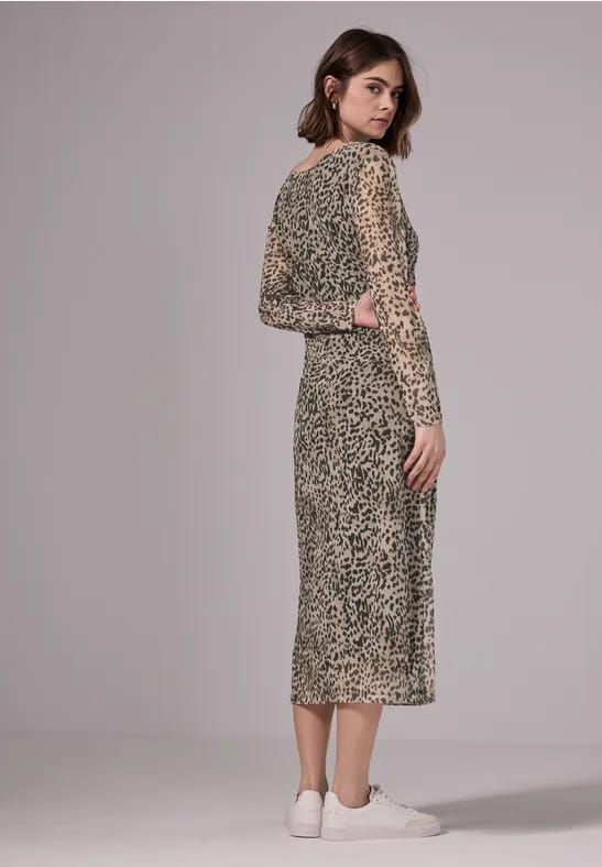 Mesh jurk met leoprint