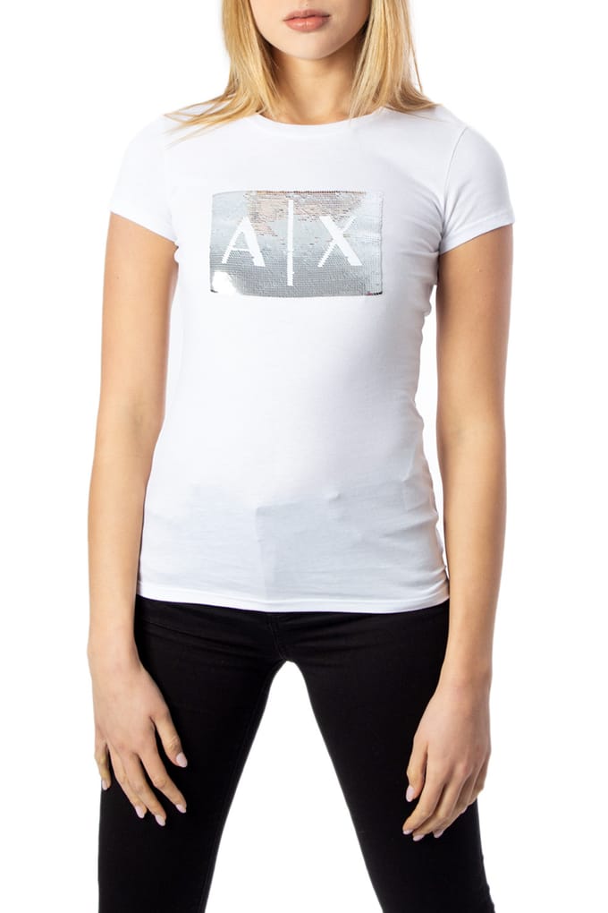 Sequin Logo Short Sleeve Tee Wo - White T-Shirts