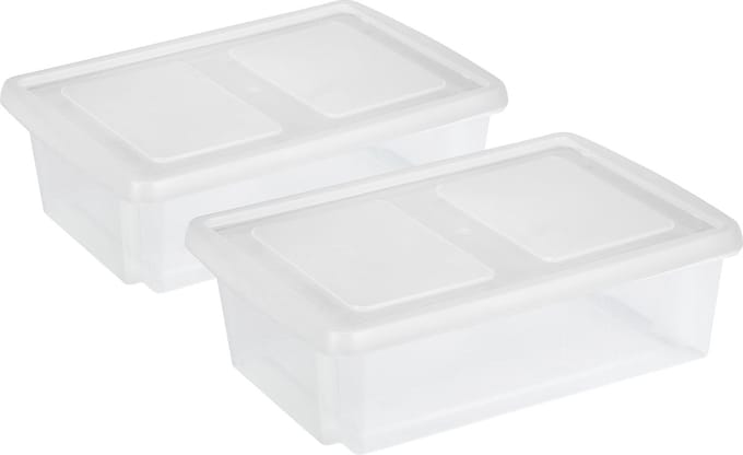 Sunware opslagboxen set - 2x stuks -30 liter - transparant - 59 x 39 x 17 cm - afsluitbare deksel