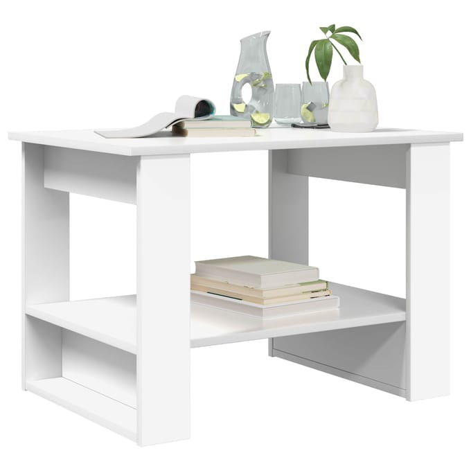 vidaXL - Salontafel - Wit - 72 - x - 50 - x - 50 - cm - Bewerkt - hout