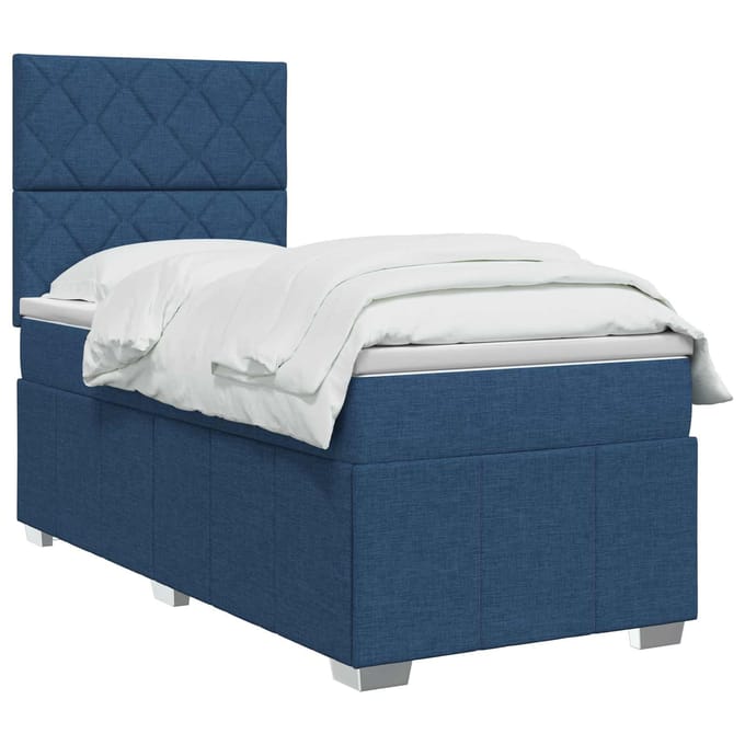 vidaXL - Boxspringbed - met - matras - met - hoofdeinde - Blauw - 100 - x - 200 - cm - Stof
