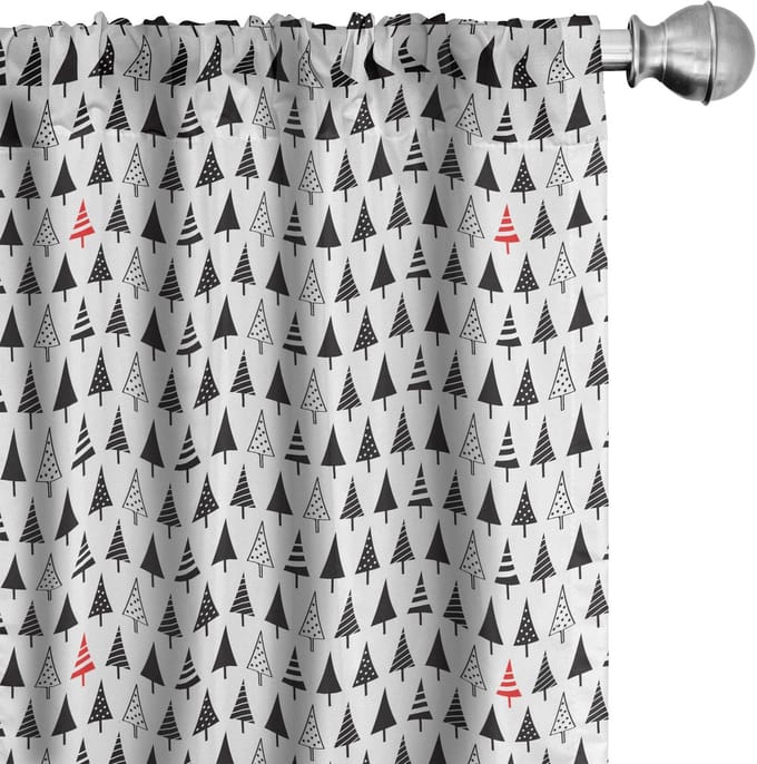 ABAKUHAUS – Gordijnen 2x75x175 cm – Microvezel – Driehoekige Dennenbomen
