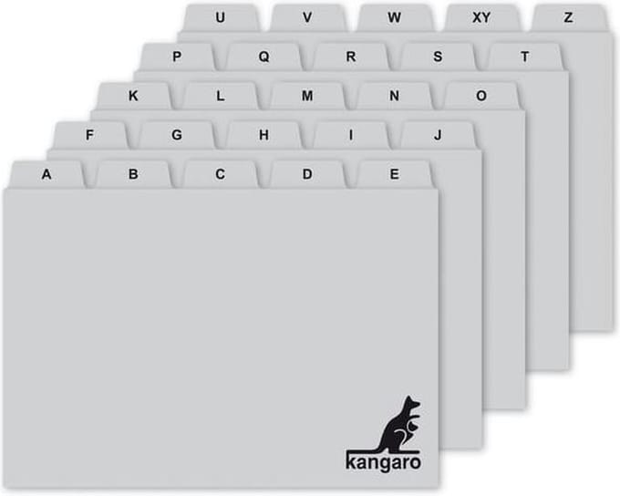 Kangaro tabkaarten - grijs - 210x150/160mm - alfabet - 4AZ