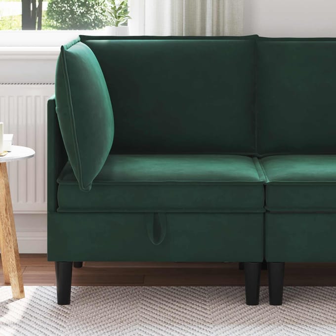 vidaXL - Sofa - met - opslag - Donkergroen - Fluweel