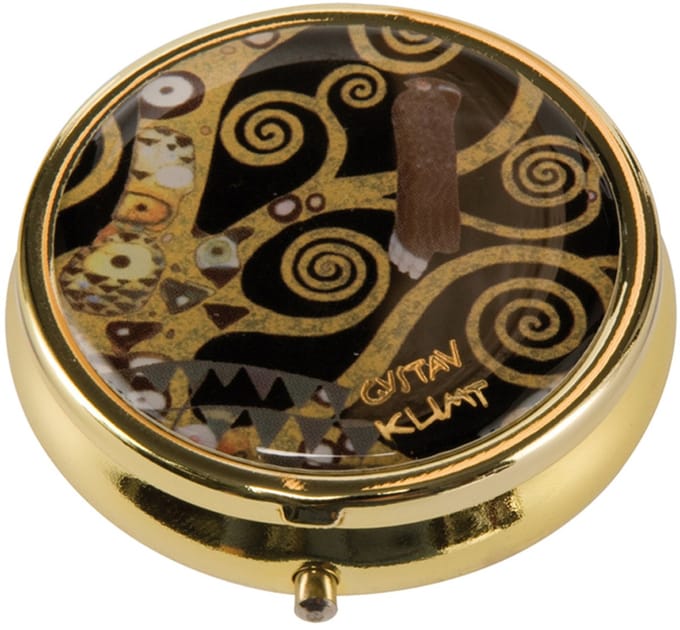 Goebel - Gustav Klimt | Pillendoosje De Levensboom | Metaal - 5cm - 3 vakjes - 4 stuks
