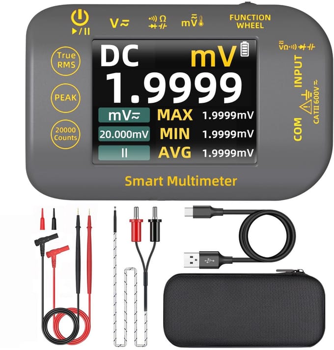 Draagbare digitale multimeter met kleurenscherm - Nauwkeurige metingen van spanning, weerstand en capaciteit