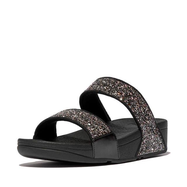 FitFlop Lulu Multi-Tonal Glitter Slides Vrouwen - Zwart Multi