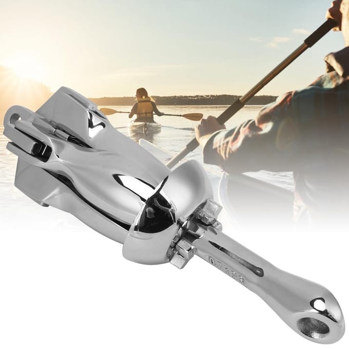 304 RVS Boot Vouwbare Grapnel Anker voor Visboot Rubberboot Kano Jacht gray