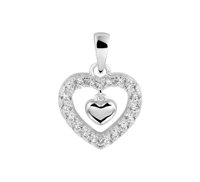 Zilver Gerhodineerde Hanger hart zirkonia 1332748