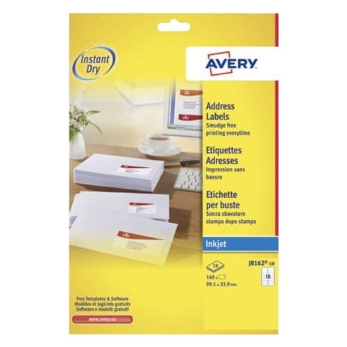 Etiket avery j8162-10 99.1x33.9mm wit 160 Etiketten