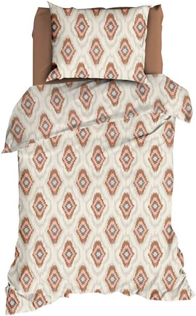 Romanette Ottoman Dekbedovertrek - Eenpersoons - 140x200/220 cm - Terra