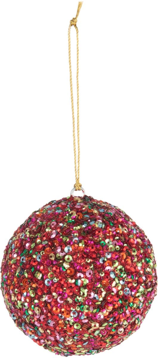 J-Line kerstbal Pailletten - ijzer - mix